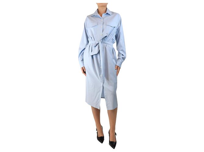 Autre Marque Hellblaues, tailliertes Midi-Hemdkleid - Größe UK 10