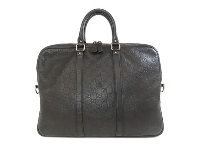 Gucci 208463 GG Signature Shima Bag Black Leather  ref.2173484