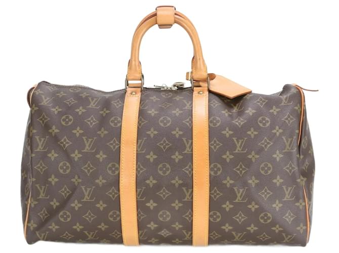 Louis Vuitton Monogram Keepall 45 M41428 Boston Bag Brown Leather Cloth  ref.2173565