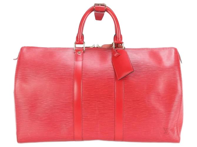 Louis Vuitton Epi Keepall 45 Boston Bag Red Leather  ref.2173580