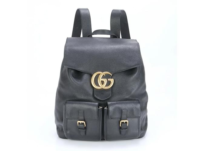 Gucci GG Marmont Leather Rucksack Shoulder Bag Black  ref.2173595