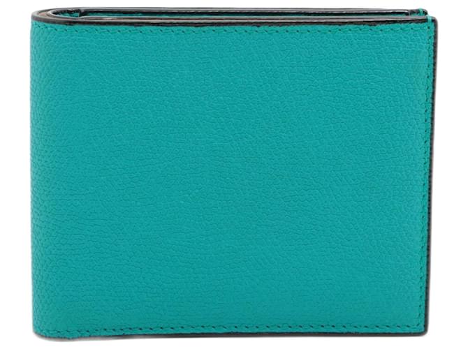 Valextra Blue Leather Bi-fold Wallet  ref.2173633