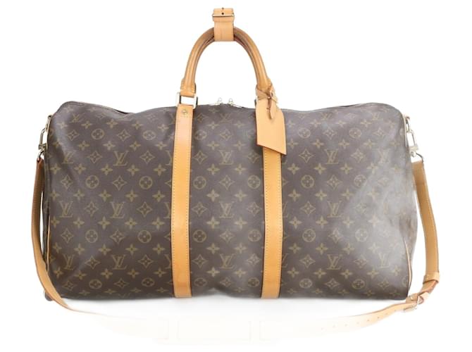 Louis Vuitton Monogram Keepall Bandouliere 55 Brown Patent leather  ref.2173634