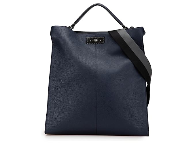 Fendi Blue Leather Peekaboo X-Lite Fit Satchel Pony-style calfskin  ref.2173695