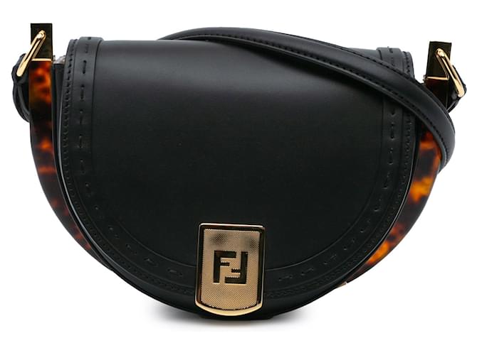 Fendi Black Leather Moonlight Crossbody Pony-style calfskin  ref.2173908