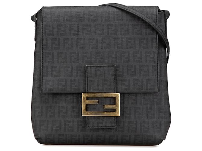 Fendi Black Zucchino Spalmati Crossbody Cloth Cloth  ref.2173922