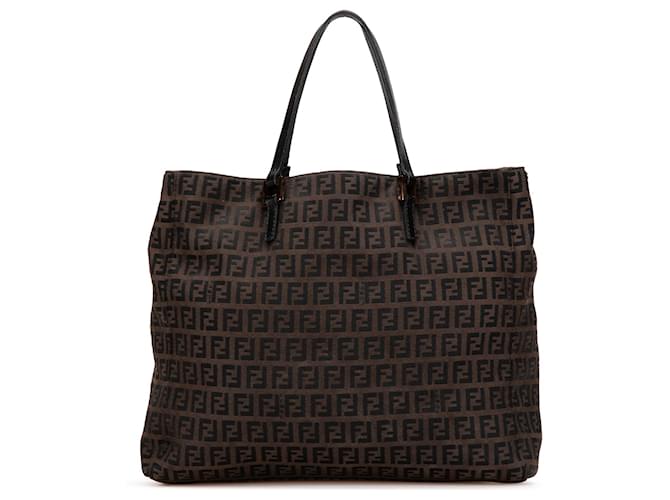Fendi Brown Zucchino Canvas Tote Dark brown Cloth Cloth  ref.2173941