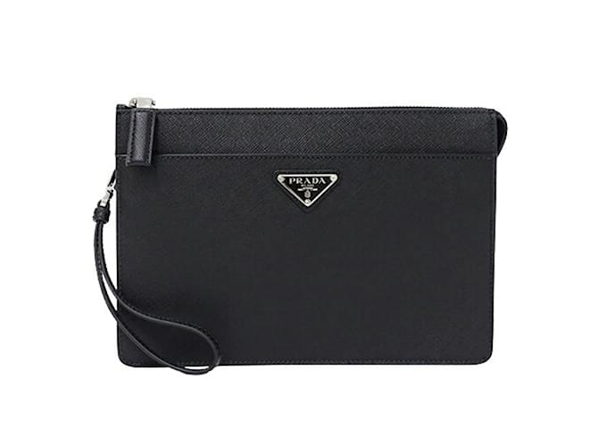 Prada Saffiano Leather Clutch Bag Black  ref.2174148