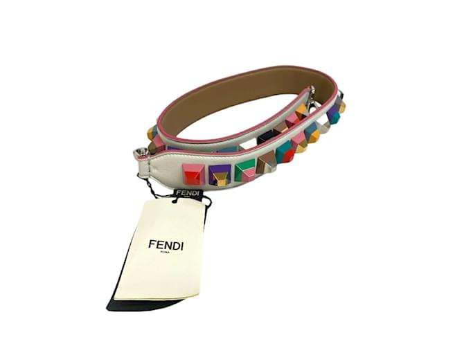 Fendi Strap You Shoulder Stud in White Leather  ref.2174224