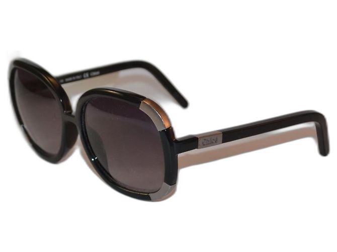 Chloé gafas de sol Negro Plata Metal Plástico