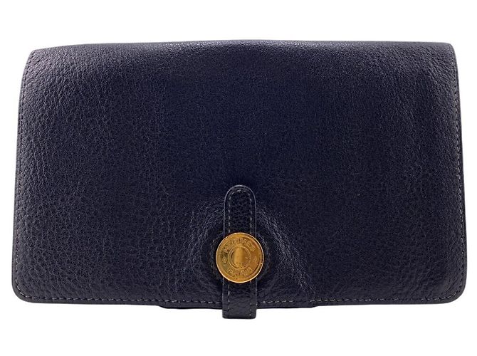 Hermès Portafoglio Hermes Dogon MM in pelle nera Nero
