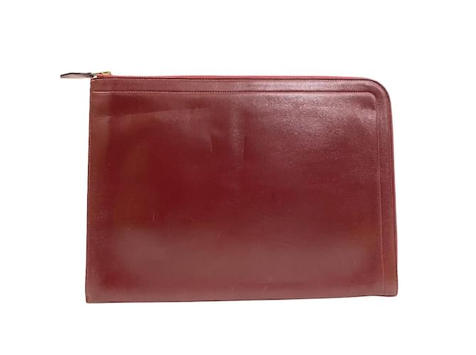 Hermès Hermes Zip Computer Second Bag Pouch Dark red Pony-style calfskin  ref.2174297
