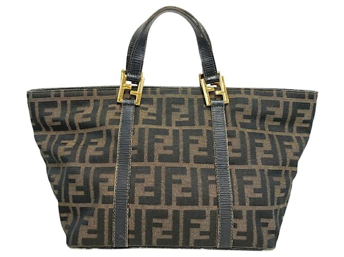 Fendi Zucca High Handbag for Women Khaki Cloth  ref.2174314
