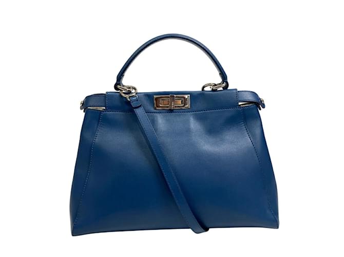 Fendi Peekaboo Handbag Blue Leather  ref.2174321