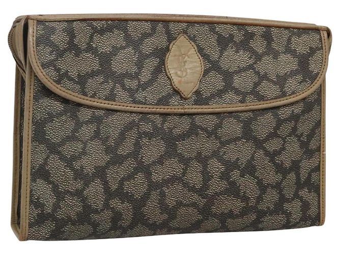 Borsa Clutch SAINT LAURENT PVC Beige Auth ar13391