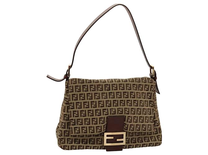 FENDI Zucchino Canvas Mamma Baguette Shoulder Bag Beige Auth yk17752 Cloth  ref.2174435