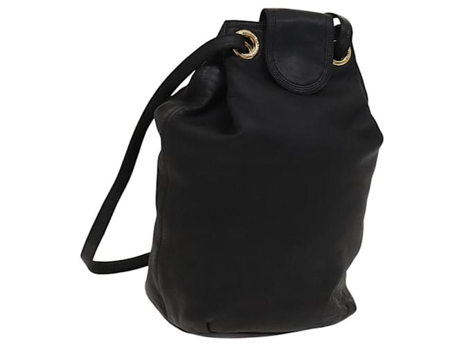 LOEWE Anagram Shoulder Bag Leather Black Gold Auth 117544 Golden  ref.2174531