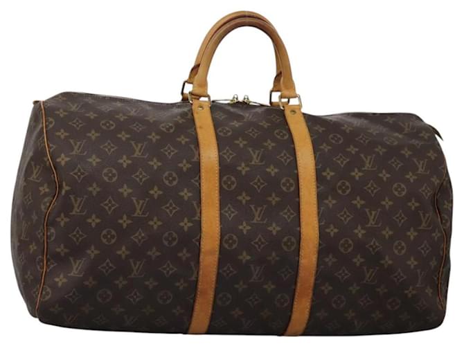 LOUIS VUITTON Monogram Keepall 55 Boston Bag M41424 LV Auth KD438 Cloth  ref.2174537