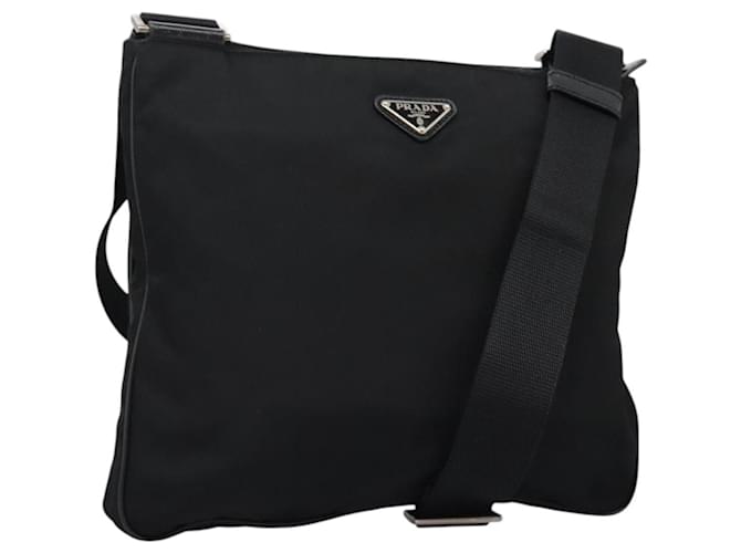 PRADA Shoulder Bag Nylon Black Silver Auth 117216 Silvery  ref.2174540