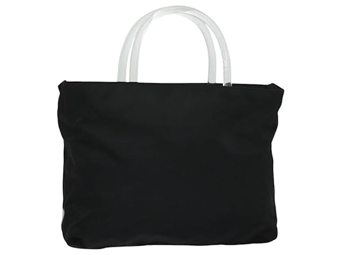 PRADA Hand Bag Nylon plastic Black Silver clear Auth 117404 Silvery  ref.2174541
