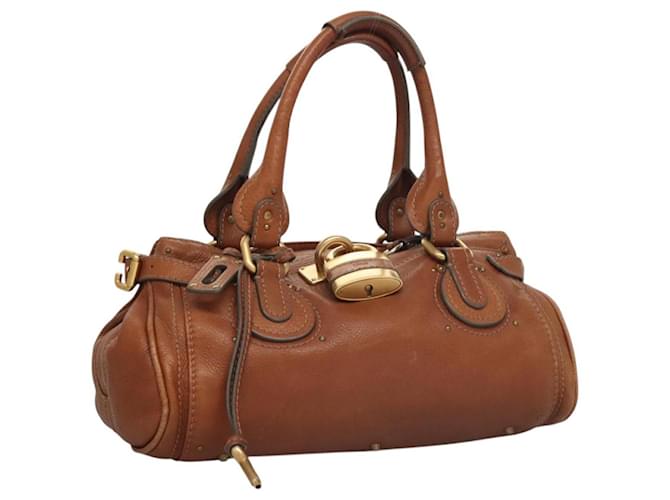 Chloé Chloe Paddington Shoulder Bag Leather Brown Gold Auth ep8587 Golden  ref.2174544