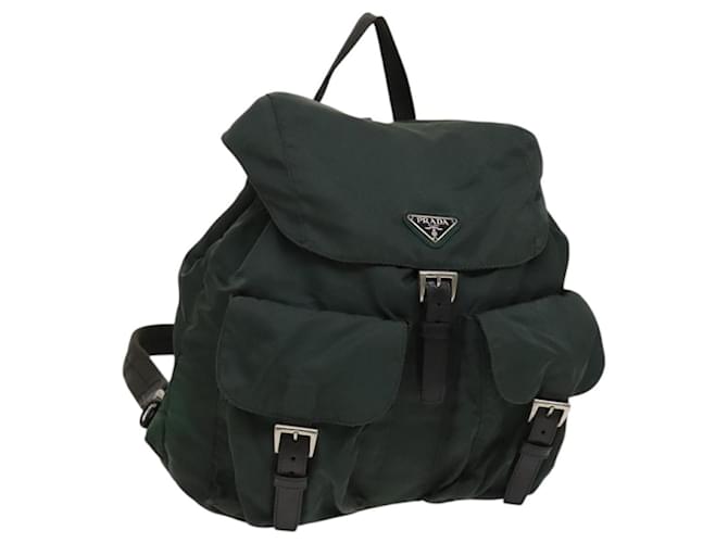 PRADA Backpack Nylon Khaki Silver Auth 117336 Silvery  ref.2174545