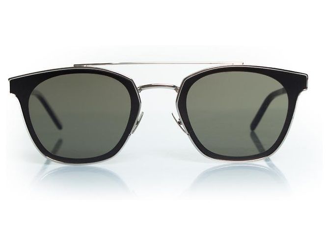 Gafas de sol de metal SL28 de Saint Laurent Negro Plata