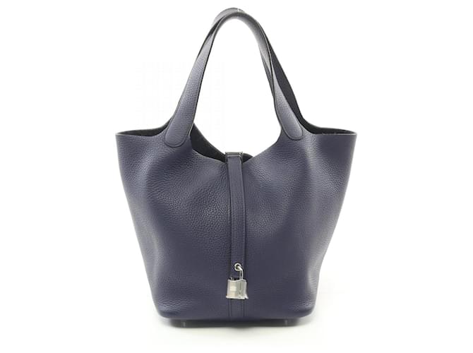 Hermès Hermes Taurillon Clemence Picotin Lock Handbag UFS002GX Stamp U (2022) Blue Leather  ref.2174661
