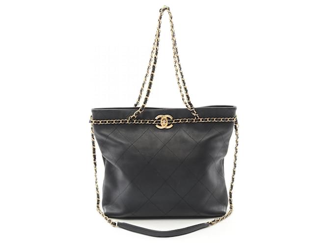 Chanel Leather Coco Mark Tote Bag AS2491 Black  ref.2174671