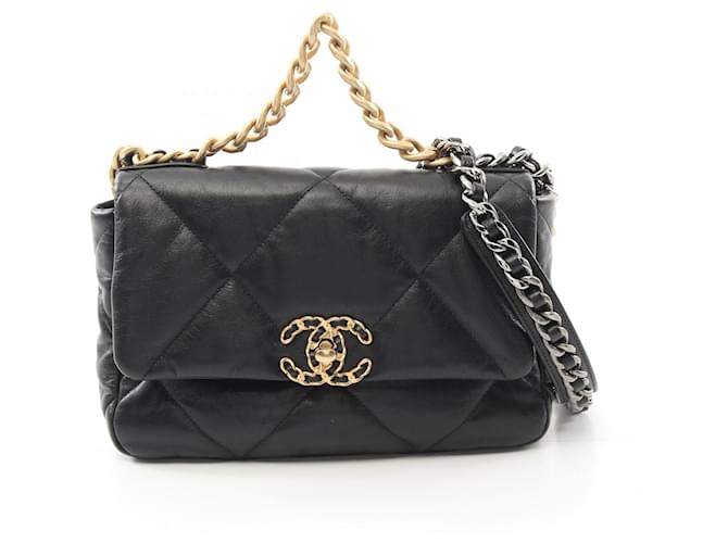 Chanel Lambskin 19 Matelasse Shoulder Bag AS1160 Black Leather  ref.2174672