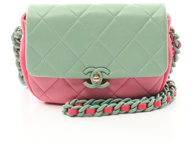 Chanel Leather Matelasse Shoulder Bag AS3876 Green  ref.2174675