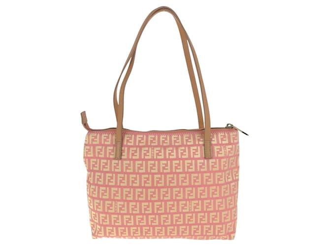 Fendi Canvas/Leather Zucchino 2way Bag 2305 8BH021 028 Pink Cloth  ref.2174684