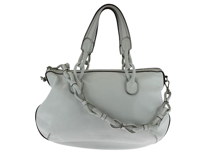Loewe Leather Fiesta 2way Bag White  ref.2174685