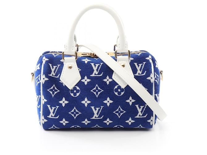 Louis Vuitton Monogram Jacquard Speedy Bandouliere 20 Handbag M20751 Blue Cloth  ref.2174710
