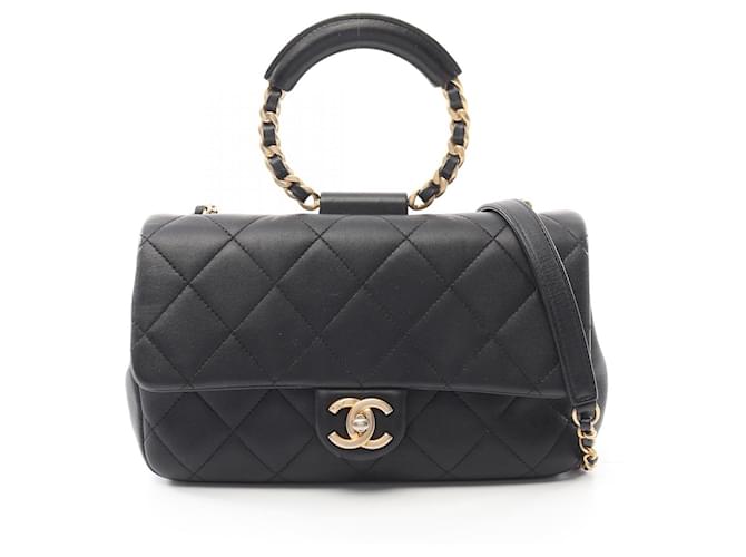 Chanel Lambskin Matelasse Shoulder Bag 28937460 Black Leather  ref.2174711