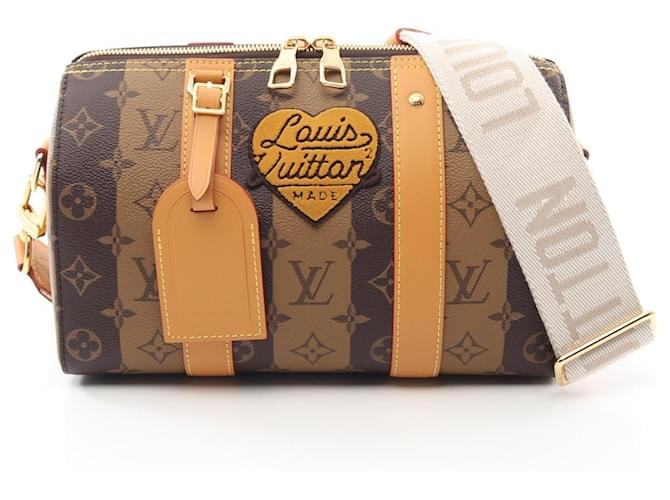 Louis Vuitton Monogram Louis Vuitton × Nigo City Keepall 2way Shoulder Bag M45963 Brown Cloth  ref.2174714