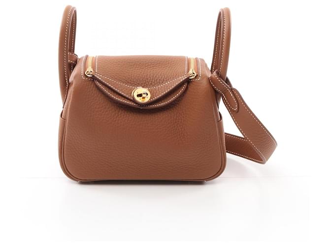 Hermès Hermes Taurillon Clemence Lindy Mini Shoulder Bag KIC694FC Stamp U (2022) Brown Leather  ref.2174719