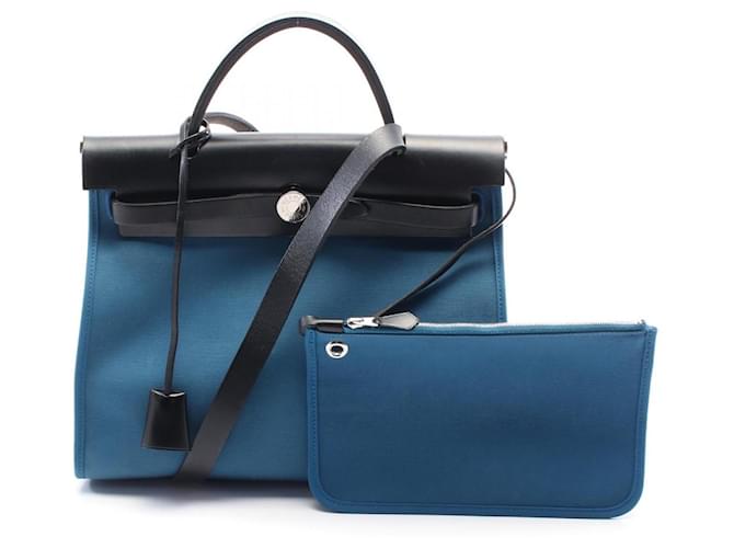 Herbag Hermès Hermes Toile Officier Évelyne Zip PM Handbag 060300CK Stamp A (2017) Green Leather  ref.2174737
