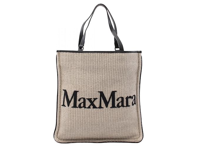 Max Mara Leather Raffia Easybag Tote Bag Brown Beige  ref.2174744