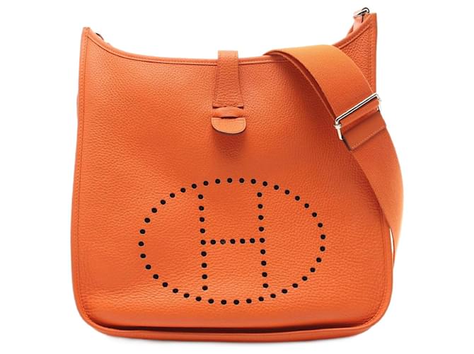 Hermès Hermes Taurillon Clemence Evelyne 3 GM Shoulder Bag 056277CC Stamp J (2006) Orange Leather  ref.2174746