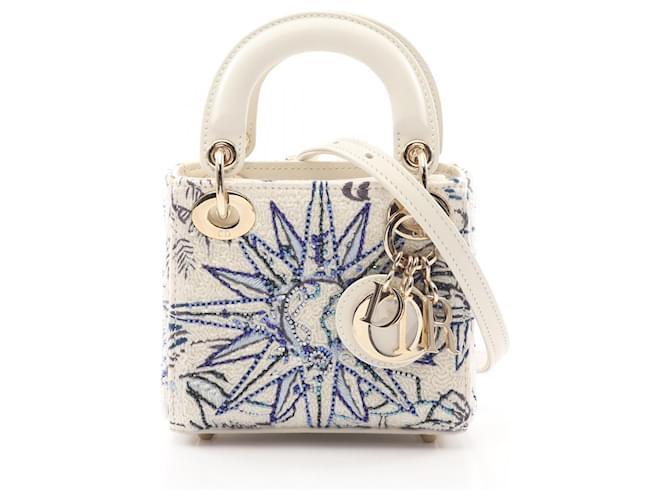 Christian Dior Dior Leather Lady Dior Handbag 04-MA-1202 White  ref.2174747