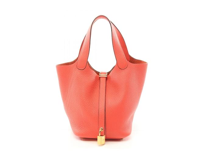 Hermès Hermes Taurillon Clemence Picotin Lock PM Handbag DFM004PM Stamp D (2019) Red Leather  ref.2174757