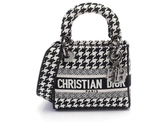 Christian Dior Dior Canvas LADY D-LITE Mini 2way Bag Black Cloth  ref.2174759