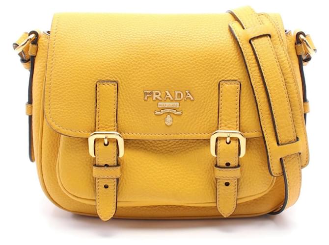 Prada VIT.DAINO Shoulder Bag Leather 1BD092 Yellow  ref.2174779
