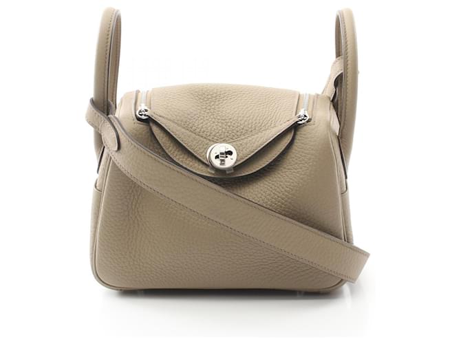 Hermès Hermes Taurillon Clemence Lindy Mini Shoulder Bag WCT513MG Stamp W (2024) Brown Beige Leather  ref.2174791