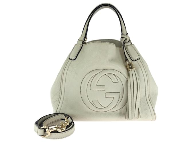 Gucci Leather Soho Interlocking Fringe 2way Bag 386751 Brown Beige  ref.2174831