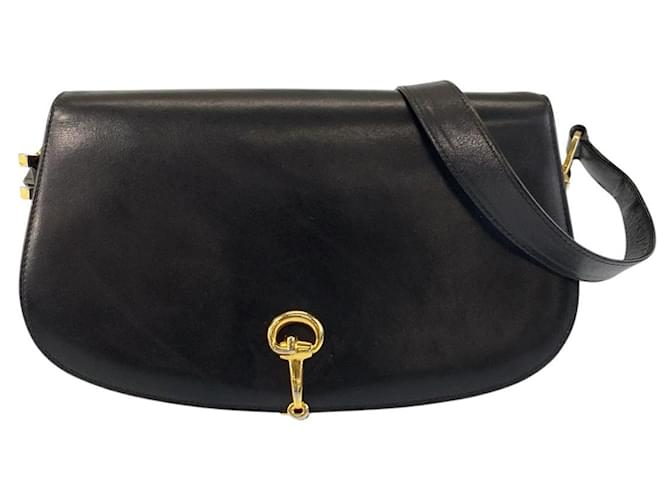 Gucci Leather Horsebit Shoulder Bag 502471 Black  ref.2174833