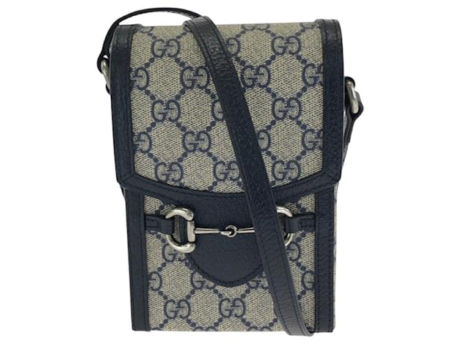Gucci GG Supreme 1955 Horsebit Shoulder Bag 625615 Grey Cloth  ref.2174834