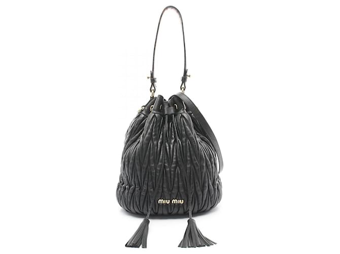 Miu Miu Leather Matelassé Handbag 5BC047 Black  ref.2174839