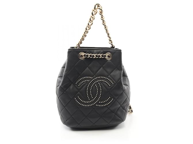 Chanel Leather Matelasse Studs Coco Mark Backpack AS1515 Black  ref.2174840